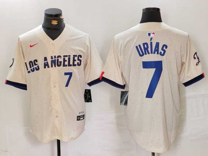 Men%27s Los Angeles Dodgers #7 Julio Urias Number Cream 2024 City Connect Limited Stitched Jerseys->los angeles dodgers->MLB Jersey